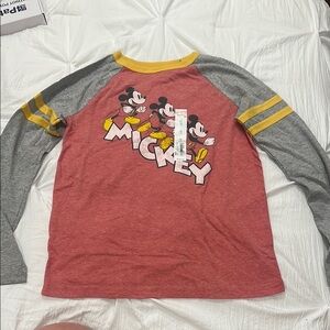 Disney Mickey Mouse Kids Raglan Shirt - Red and Gray